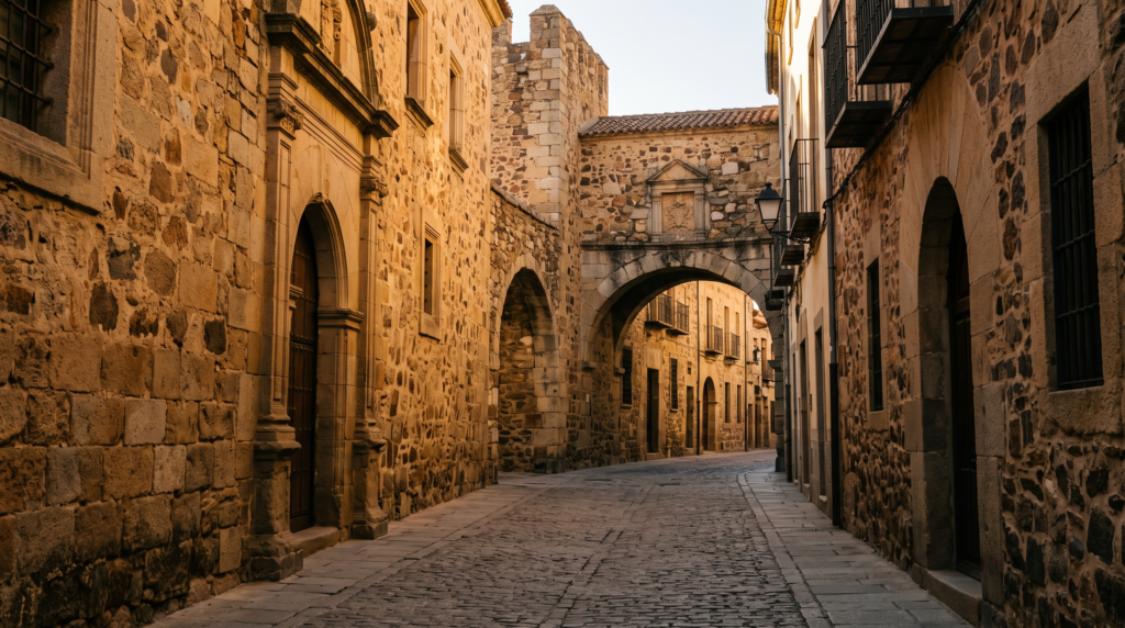 Callejuelas de piedra del Casco Antiguo de Cáceres, escenario de Desembarco del Rey en House of the Dragon